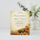  uitnodiging voor een bruiloft voor Floral Sunflow (Staand voorkant)
