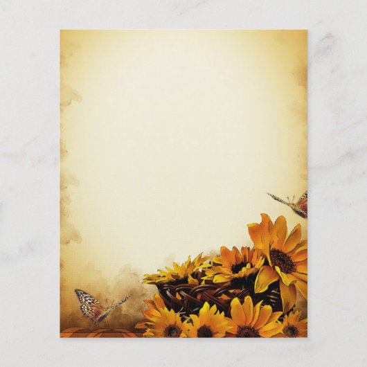  uitnodiging voor een bruiloft voor Floral Sunflow (Achterkant)