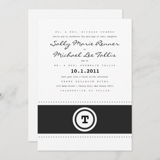 Uitnodiging voor een bruiloft voor schrijfmachines (Voorkant / Achterkant)