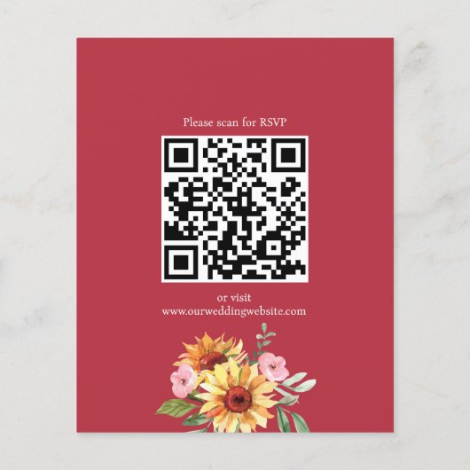 Uitnodiging voor een bruiloft voor zonnebloemen en (Achterkant)