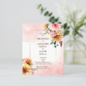 Uitnodiging voor een bruiloft voor zonnebloemen en (Staand voorkant)