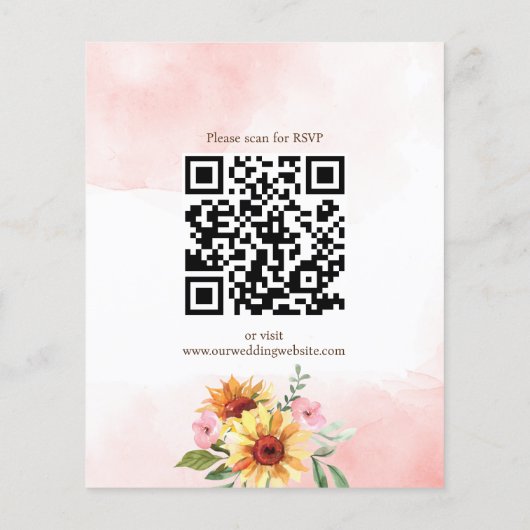 Uitnodiging voor een bruiloft voor zonnebloemen en (Achterkant)