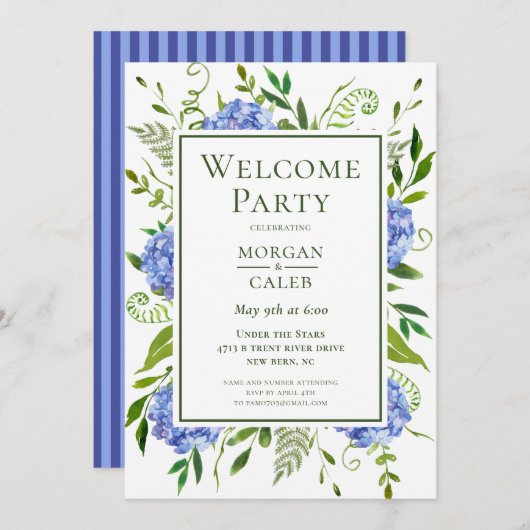 Uitnodiging voor een bruiloft welkomstfeest (Voorkant / Achterkant)