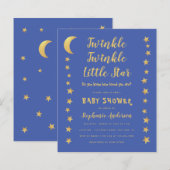 Uitnodiging voor een budget baby shower 'Twinkle L (Voorkant / Achterkant)