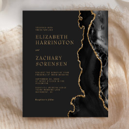 Uitnodiging voor een budget bruiloft met zwarte ag