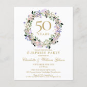 Uitnodiging voor een budget verrassingsfeestje 50e (Voorkant)