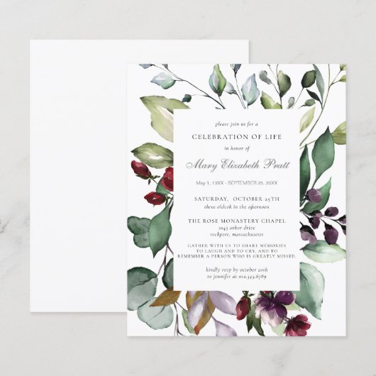 Uitnodiging voor een budgetvriendelijk botanisch l (Voorkant / Achterkant)