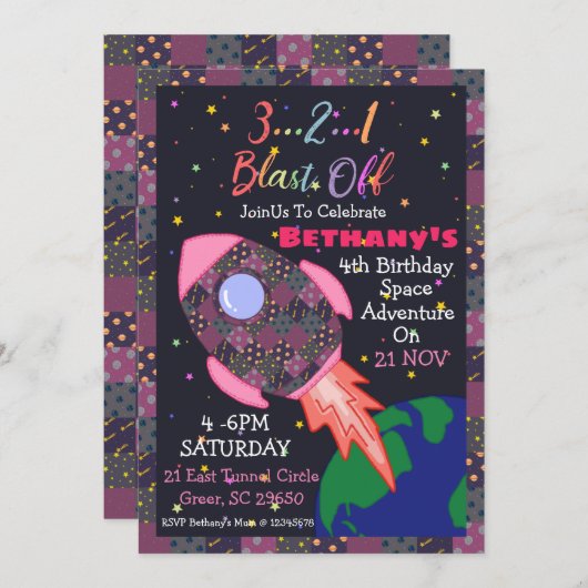 uitnodiging voor een buitenruimtevaart (Voorkant / Achterkant)