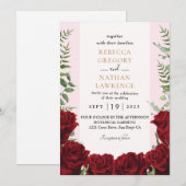 uitnodiging voor een burgundy floral bruiloft (Voorkant / Achterkant)