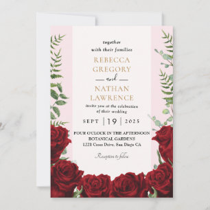uitnodiging voor een burgundy floral bruiloft