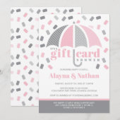 Uitnodiging voor een cadeaukaartfeest in roze en g (Voorkant / Achterkant)