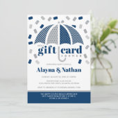 Uitnodiging voor een cadeaukaartfeestje in blauw e (Staand voorkant)