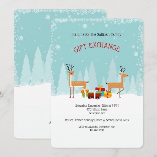 Uitnodiging voor een cadeauwisselingsfeest (Voorkant / Achterkant)