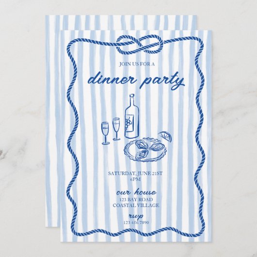 Uitnodiging voor een Casual diner aan de kust (Voorkant / Achterkant)