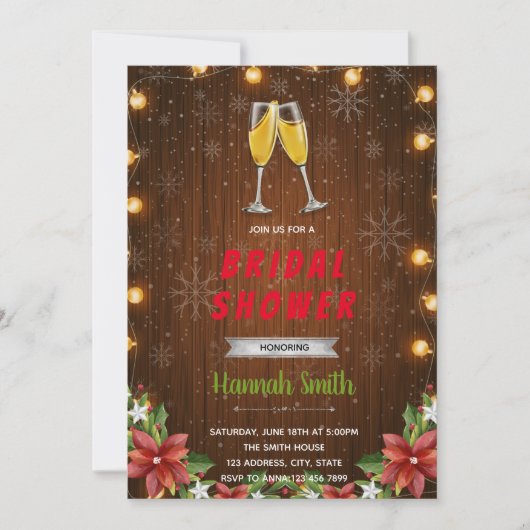 Uitnodiging voor een champagnethema voor Kerstmis (Voorkant)