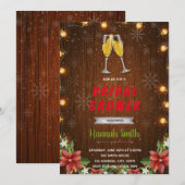 Uitnodiging voor een champagnethema voor Kerstmis (Voorkant / Achterkant)