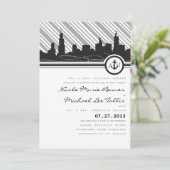 Uitnodiging voor een Chicago Anchor Monogram Wedde (Staand voorkant)