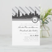 Uitnodiging voor een Chicago Monogram Weddenschap (Staand voorkant)