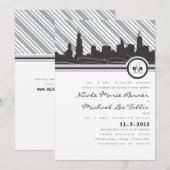 Uitnodiging voor een Chicago Monogram Weddenschap (Voorkant / Achterkant)