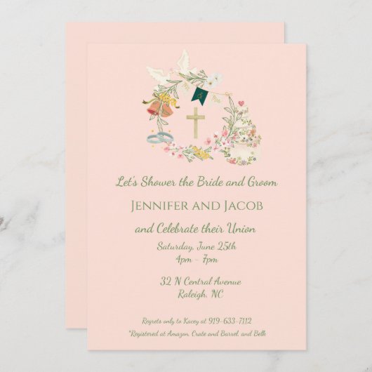 Uitnodiging voor een Christelijke Trouw Bruisfeest (Voorkant / Achterkant)