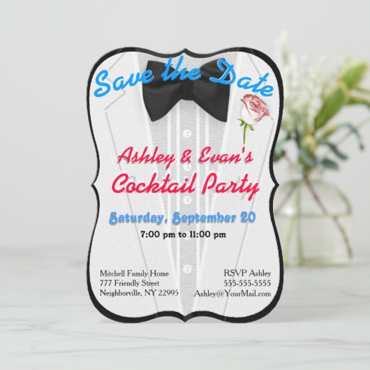 Uitnodiging voor een cocktailparty (of andere gele (Staand voorkant)