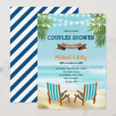 Uitnodiging voor een couples beachstoel baby showe (Voorkant / Achterkant)