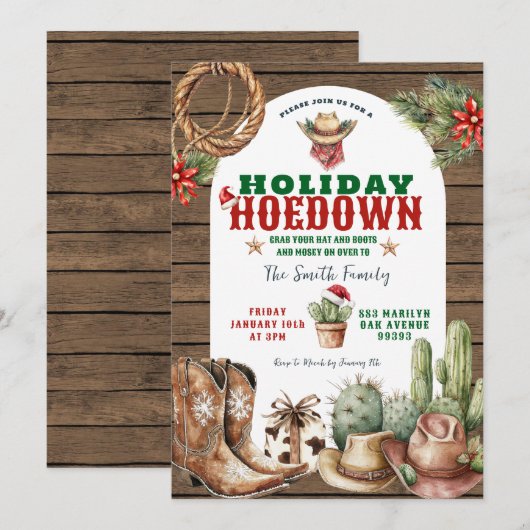 Uitnodiging voor een cowboyfeest (Voorkant / Achterkant)