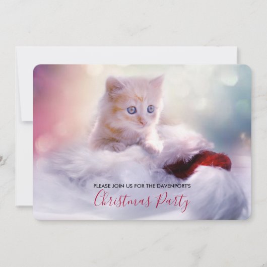 Uitnodiging voor een Cute Kerst Kittens-feestje (Voorkant)