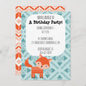 Uitnodiging voor een Cute Red Fox-feestje (Voorkant / Achterkant)