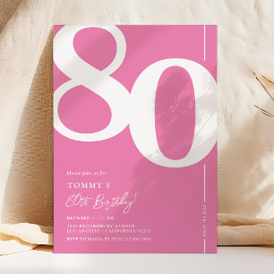Uitnodiging voor een Cute Roze 80ste Verjaardagsfe