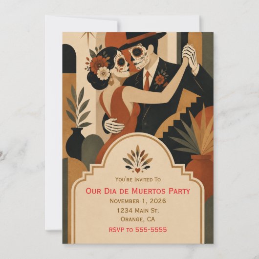 Uitnodiging voor een Dia de Muertos-feest (Voorkant)
