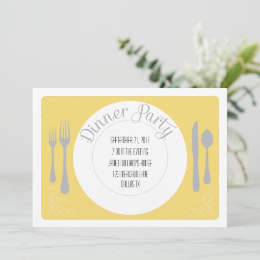  uitnodiging voor een diner bij het bord (Staand voorkant)