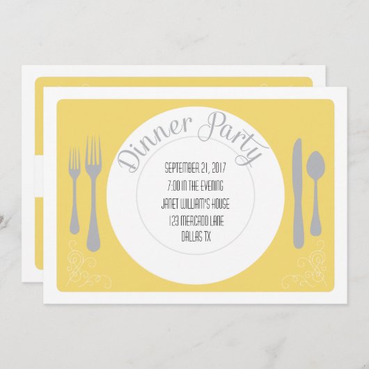  uitnodiging voor een diner bij het bord (Voorkant / Achterkant)