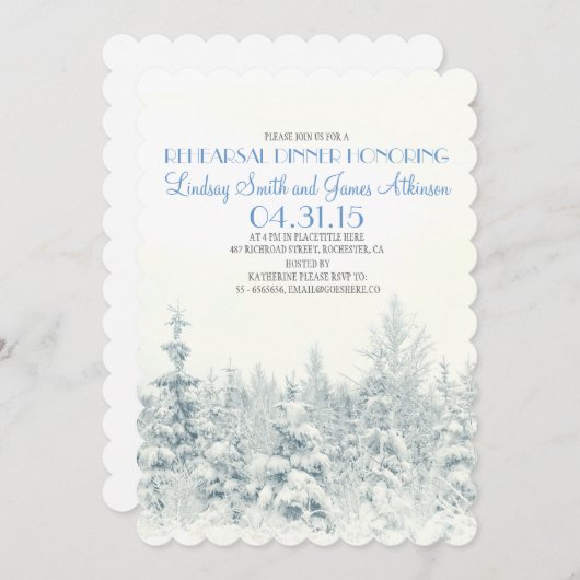 Uitnodiging voor een diner in White Winter Woodlan (Voorkant / Achterkant)