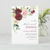 uitnodiging voor een diner met burgundy en blush (Staand voorkant)