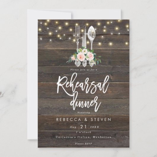 uitnodiging voor een diner met rustige houtflorale (Voorkant)