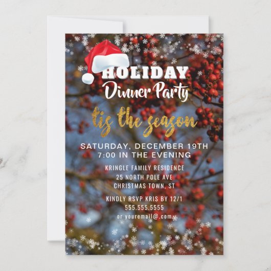 Uitnodiging voor een diner tijdens de wintervakant (Voorkant)