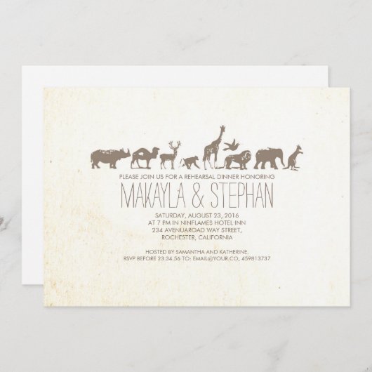 Uitnodiging voor een diner tijdens de Zoo Safari-r (Voorkant / Achterkant)