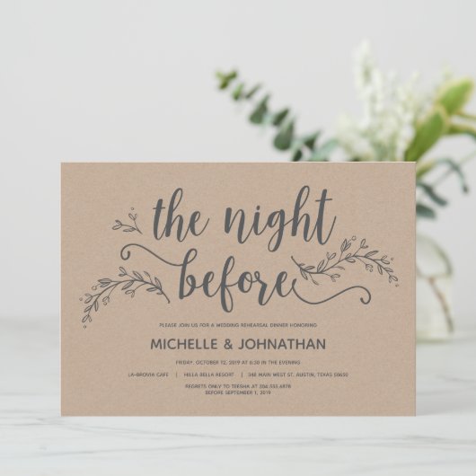 Uitnodiging voor een diner voor een botanische bru (Staand voorkant)