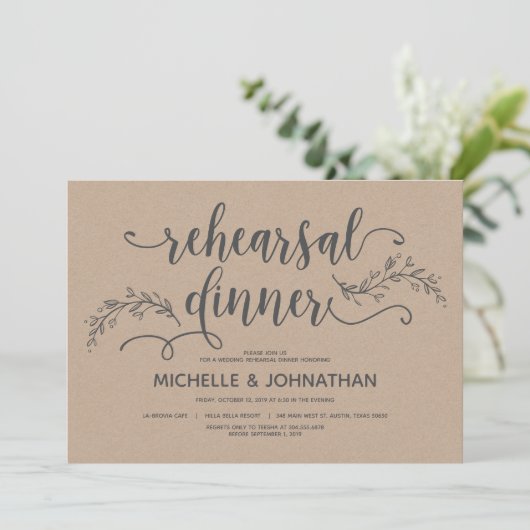 Uitnodiging voor een diner voor een botanische bru (Staand voorkant)