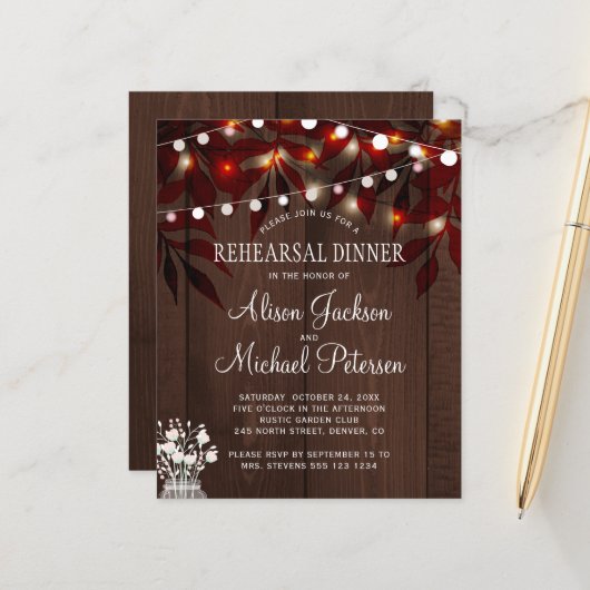 Uitnodiging voor een diner voor een gewone herfst (Voorkant / Achterkant in situ)