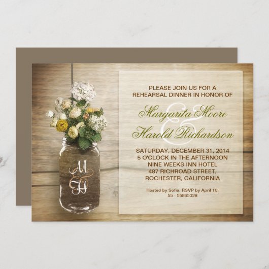 uitnodiging voor een diner voor het landelijke mad (Voorkant / Achterkant)