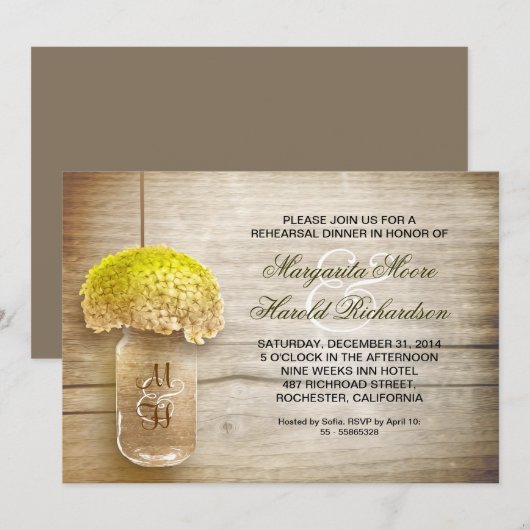 uitnodiging voor een diner voor het landelijke mad (Voorkant / Achterkant)