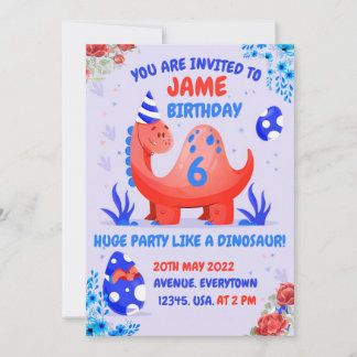 Uitnodiging voor een dinosaurusfeestje voor kinder