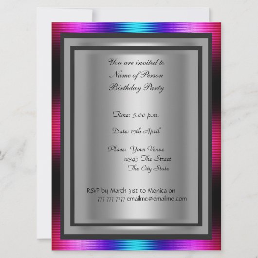 Uitnodiging voor een Disco Retro Verjaardagsfeestj (Achterkant)