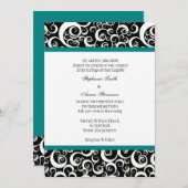 Uitnodiging voor een donkerbruin en zwart-wit huwe (Voorkant / Achterkant)