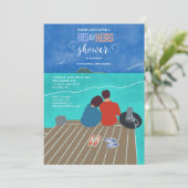 Uitnodiging voor een douche op de steiger aan zee (Staand voorkant)