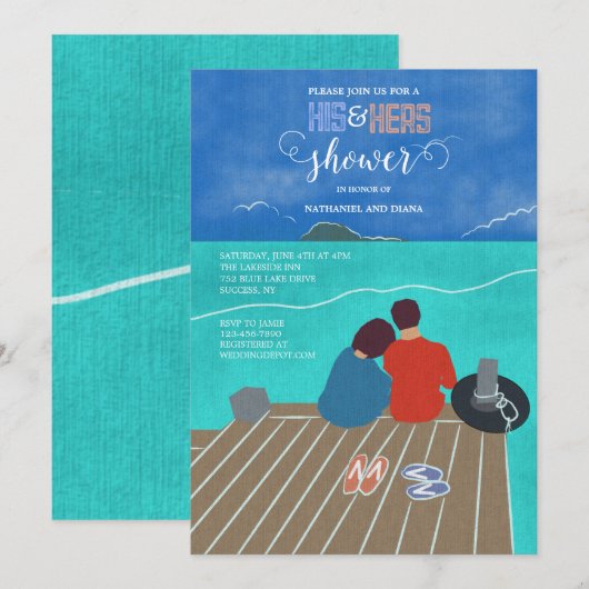 Uitnodiging voor een douche op de steiger aan zee (Voorkant / Achterkant)