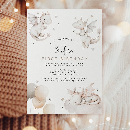 Uitnodiging voor een draken-verjaardagsfeestje voo