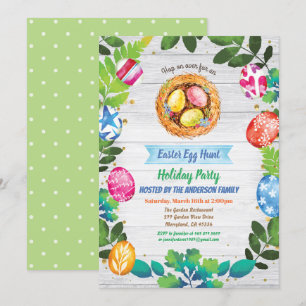 Uitnodiging voor een Easter Egg Hunt. Waterverf-ge